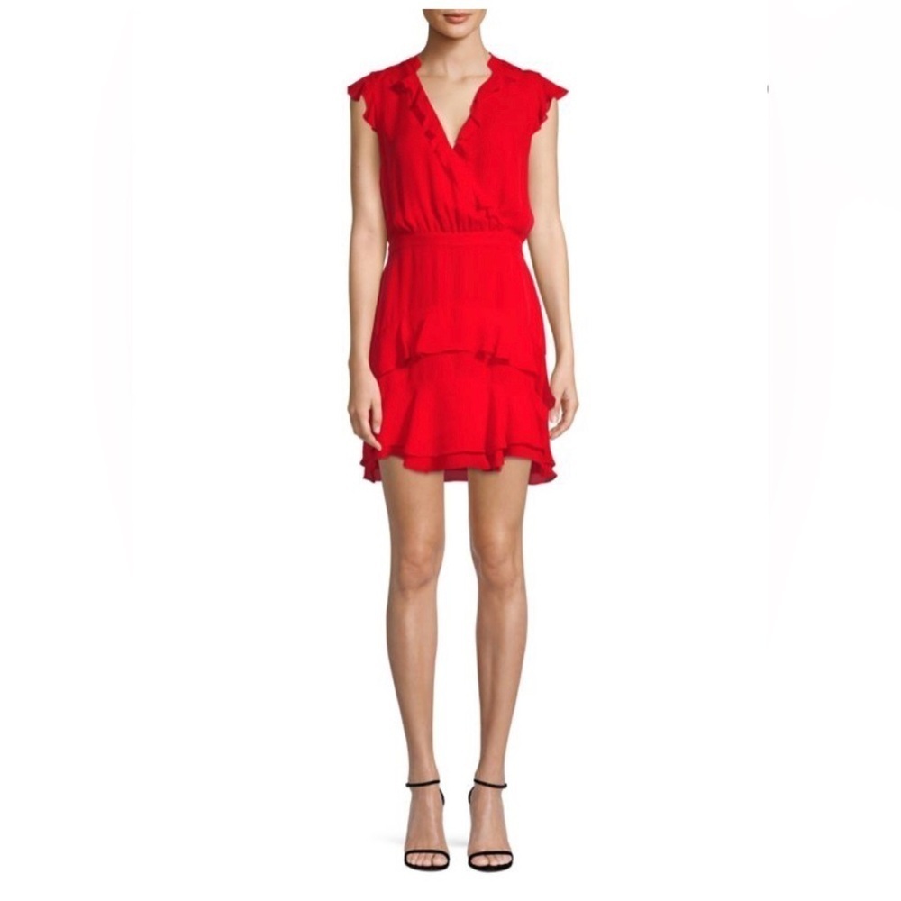 Parker Women’s 0 Tangia 100% Silk Ruffled Tiered Mini Dress in Red Flare - NWT!